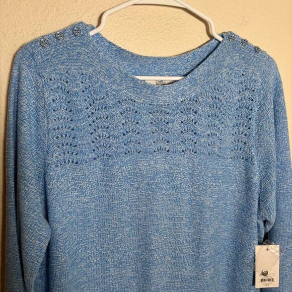 Croft & Barrow Sweater Women's Petite XXL Blue Knit Pullover 3/4 Sleeve NWT - Picture 3 of 9